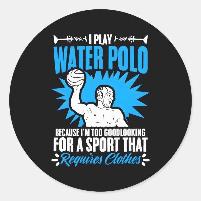 Sticker Rond Jouer Water Polo Joueur équipe Sport Waterpolo (Devant)