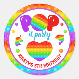 Sticker Rond Jouet anti-stress Pop It arc-en-ciel pour annivers