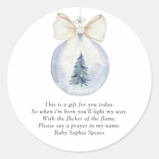 Sticker Rond Jouet boule d'arbre aquarelle - Prières pour bébé (Devant)
