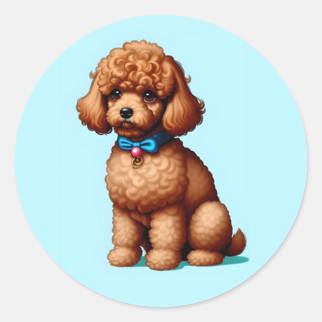 Sticker Rond Jouet Brown adorable avec Arrière - plan bleu (Devant)