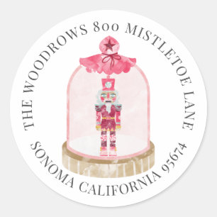 Sticker Rond Jouet de Noël Soldat Aquarelle Adresse de retour
