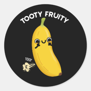 Sticker Rond Jouet Fruity Funky Banana Fruit Pun Dark BG