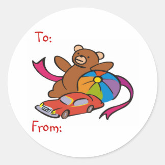Sticker Rond Jouets de Noël - Tags cadeaux