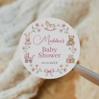 Sticker Rond Jouets de nurserie vintage Fille Baby Shower
