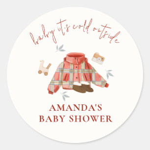 Sticker Rond Jouets d'hiver Brown rouges Baby shower