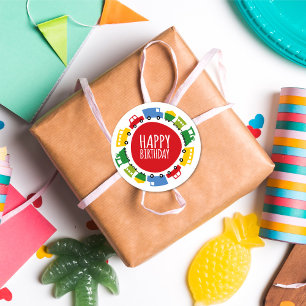 Sticker Rond Jouets pour garçons Voiture de transport Train Joy