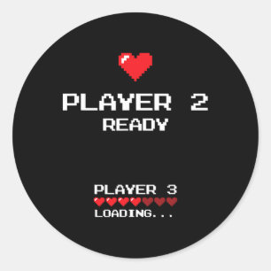 Sticker Rond Joueur 2 Joueur 3 Chargement - Jeux Rétro -