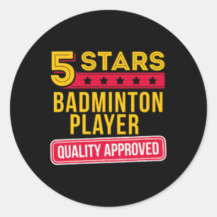 Sticker Rond Joueur 5 étoiles Badminton - Drôle Racquet Sport G