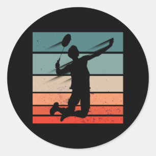Sticker Rond Joueur Badminton Jump Smash