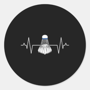 Sticker Rond Joueur Badminton Racquet de coeur Sport Lover Shu