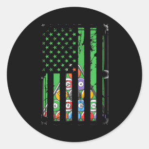 Sticker Rond Joueur Billiard Rack USA American Flag