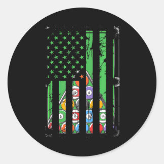 Sticker Rond Joueur Billiard Rack USA American Flag