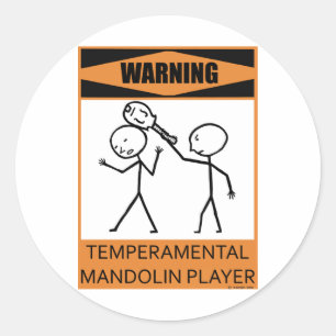 Sticker Rond Joueur capricieux d'avertissement de mandoline