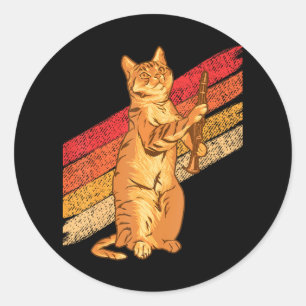 Sticker Rond Joueur Clarinet Chat Wind Instrument Musicien