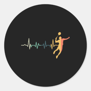 Sticker Rond Joueur de badminton à rythme rétro Entraîneur de n