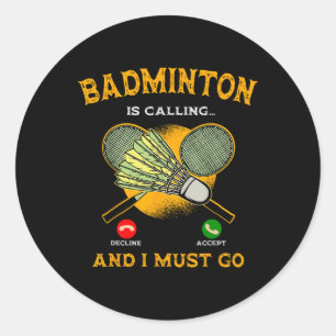 Sticker Rond Joueur de badminton amateur de raquette sportive a