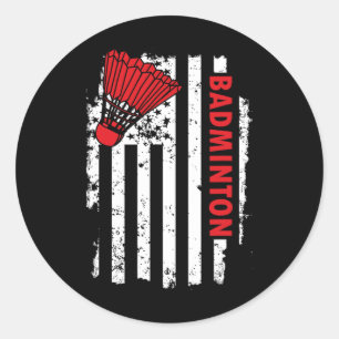 Sticker Rond Joueur de badminton américain