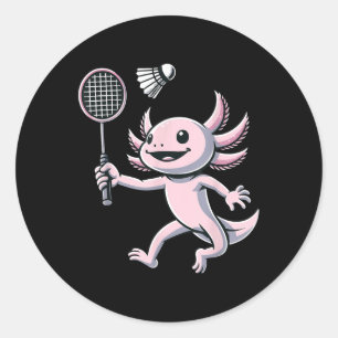 Sticker Rond Joueur de badminton axolotl navette sport