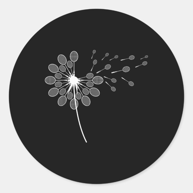 Sticker Rond Joueur de badminton Dandelion Badminton Racket (Devant)