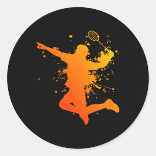 Sticker Rond Joueur de badminton de squash de volant de badmint