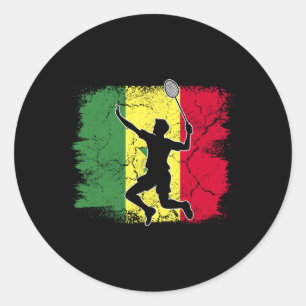 Sticker Rond Joueur de badminton Drapeau sénégalais Sénégal