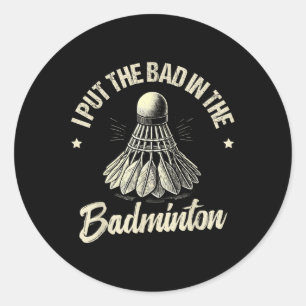 Sticker Rond Joueur de badminton drôle conception d'amour de na