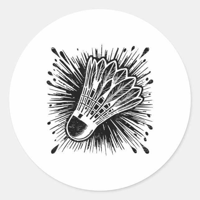 Sticker Rond Joueur de badminton fluide en volant  (Devant)