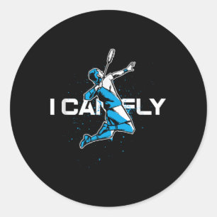 Sticker Rond Joueur de badminton Fly Entraîneur de volant Raque