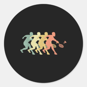 Sticker Rond Joueur de badminton - Idée de cadeau rétro badmint