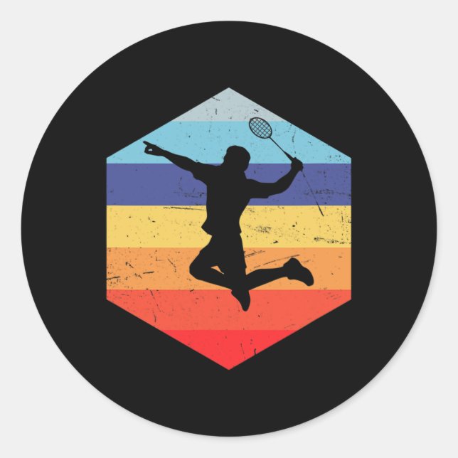 Sticker Rond Joueur de badminton masculin de squash (Devant)