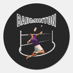 Sticker Rond Joueur de badminton navette garçons hommes jeuness