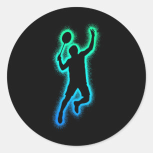 Sticker Rond Joueur de badminton navette hommes garçons badmint