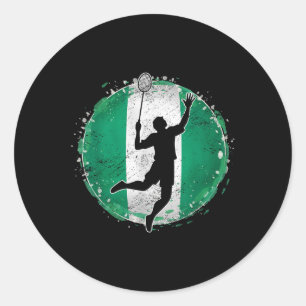 Sticker Rond Joueur de Badminton Nigeria Drapeau nigérian Niger