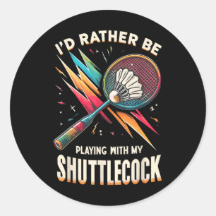 Sticker Rond Joueur de badminton raquette de badminton