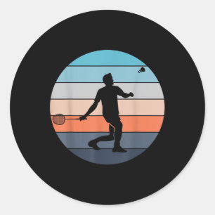 Sticker Rond Joueur de badminton Raquette Sport Navette Rétro V