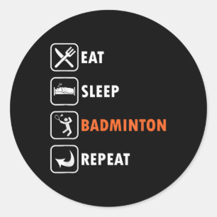 Sticker Rond Joueur de badminton raquette volant athlète manger