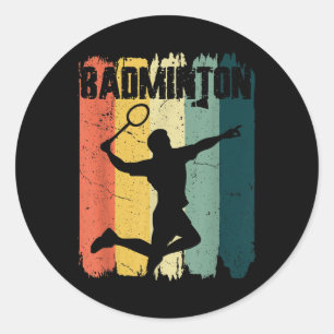 Sticker Rond Joueur de badminton rétro vintage Sports de badmin
