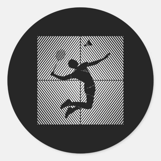 Sticker Rond Joueur de badminton Shuttle Badminton (Devant)