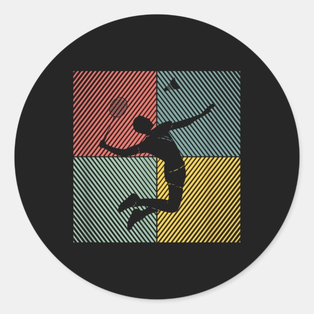 Sticker Rond Joueur de badminton Shuttle Badminton (Devant)
