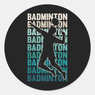 Sticker Rond Joueur de badminton silhouette sport vintage Shu