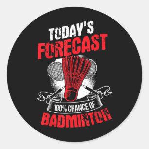 Sticker Rond Joueur de badminton Sportif Athlète Jeu Raquette L