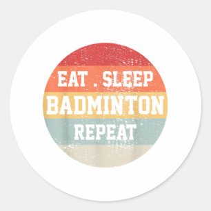 Sticker Rond Joueur de badminton sportif Rétro Vintage Cadeau d