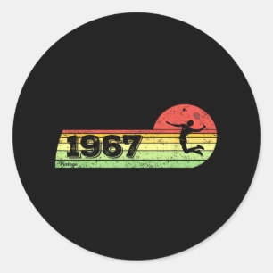 Sticker Rond Joueur de badminton Vintage 1967 Birthday Shuttle