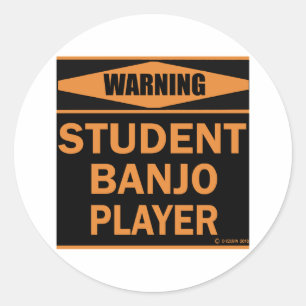 Sticker Rond Joueur de banjo d'étudiant