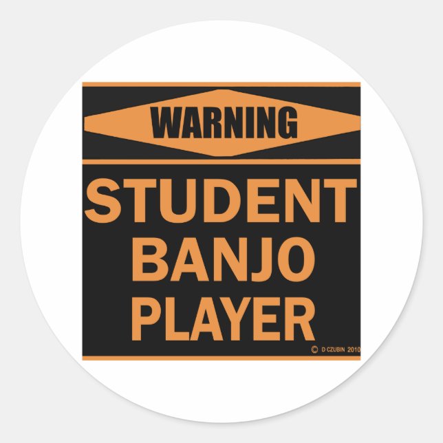 Sticker Rond Joueur de banjo étudiant (Devant)
