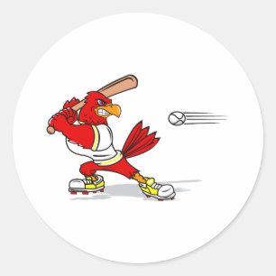 Sticker Rond Joueur de baseball cardinal