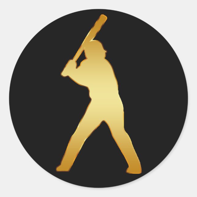 STICKER ROND JOUEUR DE BASEBALL D'OR (Devant)