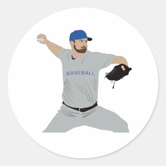 Sticker Rond Joueur de baseball lancer la balle (Devant)