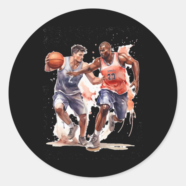Sticker Rond Joueur De Basket (Devant)