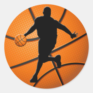 STICKER ROND JOUEUR DE BASKET